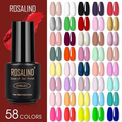 7 ml Nagelgelpoliermittel, 58 bunte UV-LED-Gellacke zum Einweichen, halbpermanente Gellacke, Farbgel