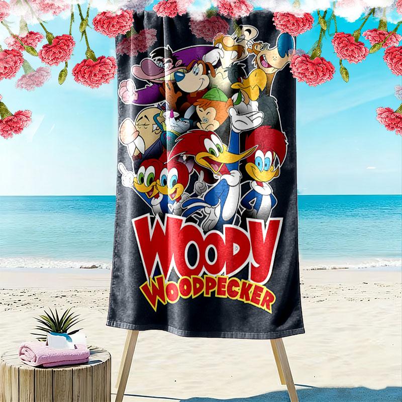 Woody Woodpecker Print Beach Towel, Large Soft Quick Dry Towel for Beach Camping Swimming