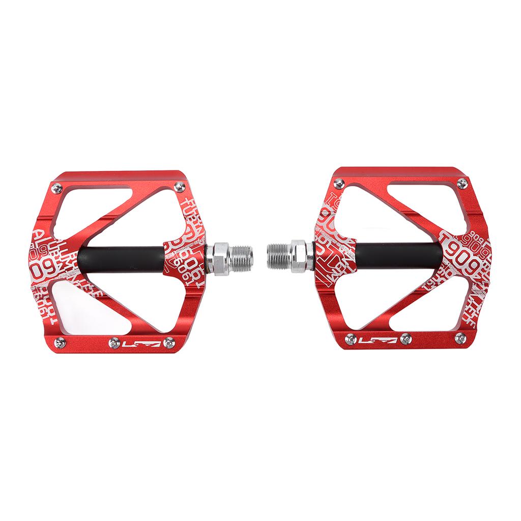 ENLEE 2Pcs Mountain Bike Pedal Bicycle Aluminum Alloy Bearing Pedal Ultra Light Palin Anti Slip PedalRed