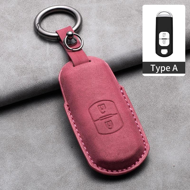2/3 Buttons Leather Car Key Case Cover for Mazda 2 3 5 6 GH GJ Axela Atenza CX-5 CX5 CX-3 CX-7 CX8 CX-9 2016 2017 2018 CX 2020