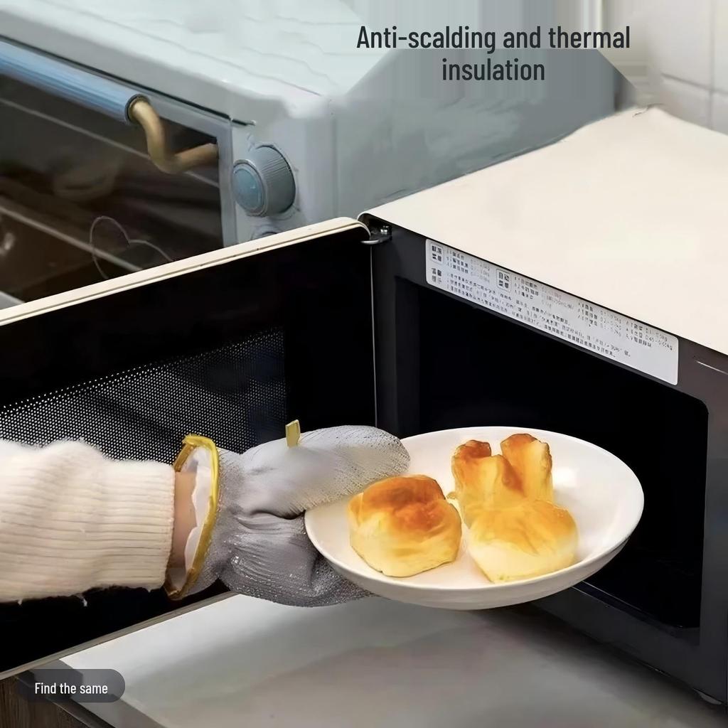 Multifunctional Heat-Resistant Steel Wire Dishwashing Gloves: Non-Stick, Waterproof, and Durable Kitchen Scrubber