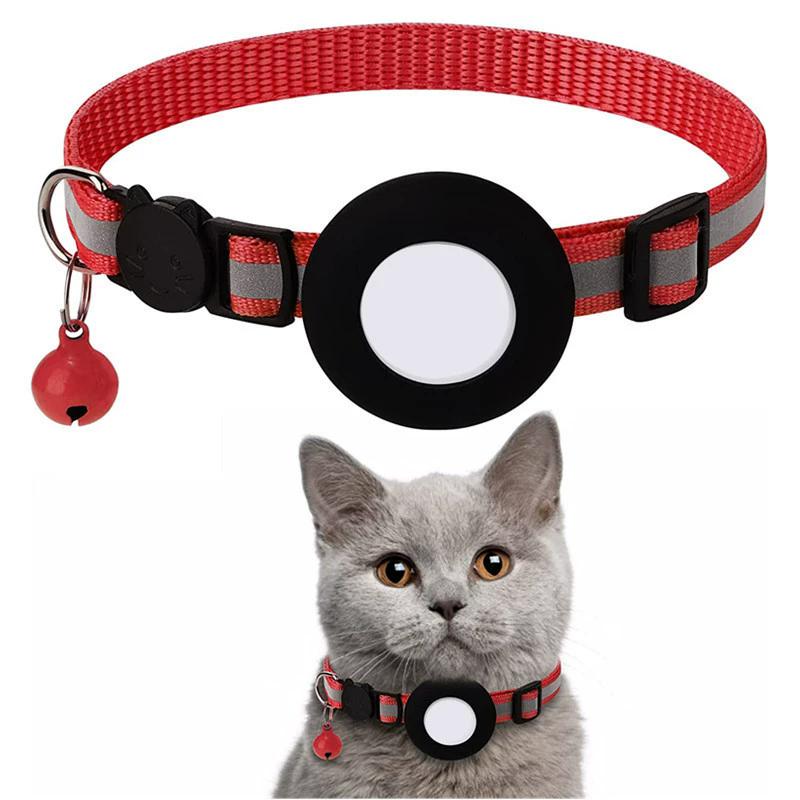 2Pcs Cat Collar with Protective Case, Reflective Nylon Pet Collar with Safety Buckle & Bell, Anti-Lost Adjustable Collar