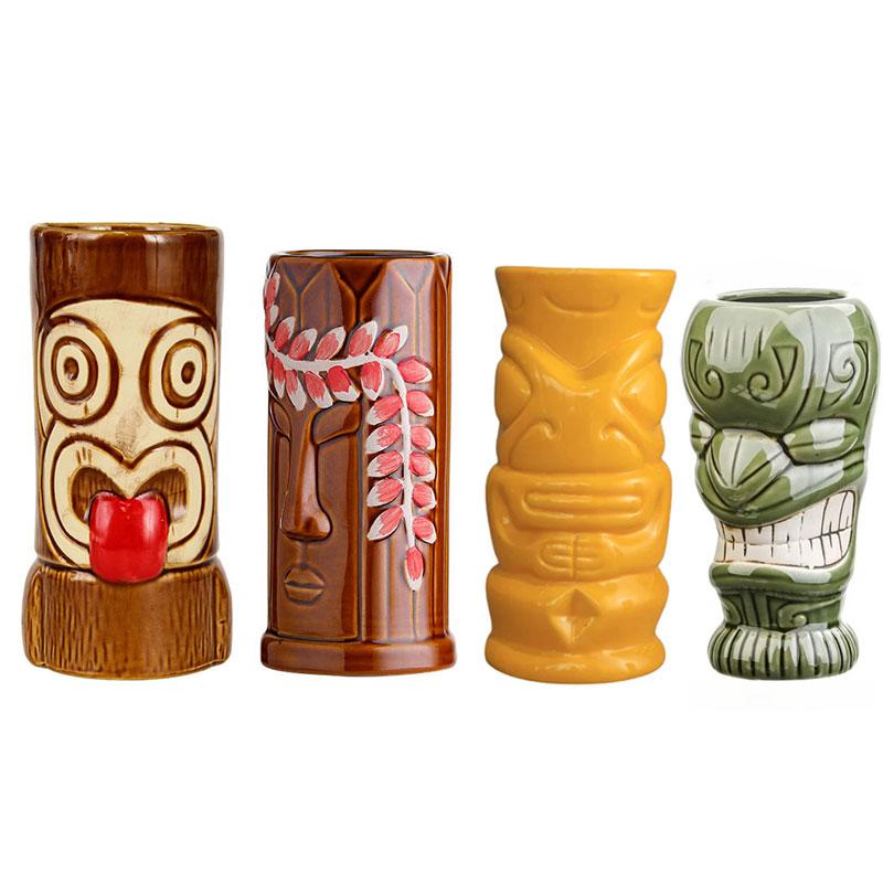 Creative Ceramic Cup TIKI Cup Bar Playing Cards Witch Doctor Statue Hawaiian Cocktail Cup Personalized Wine Glass Best Gift Cup