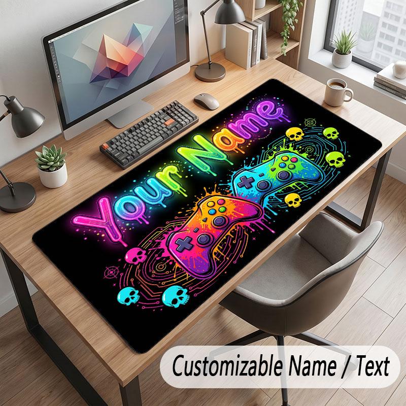 Skull Gothic Theme Customized Mouse Pad Personalized Print Name Text Desk Mat For Home Office Table Decor