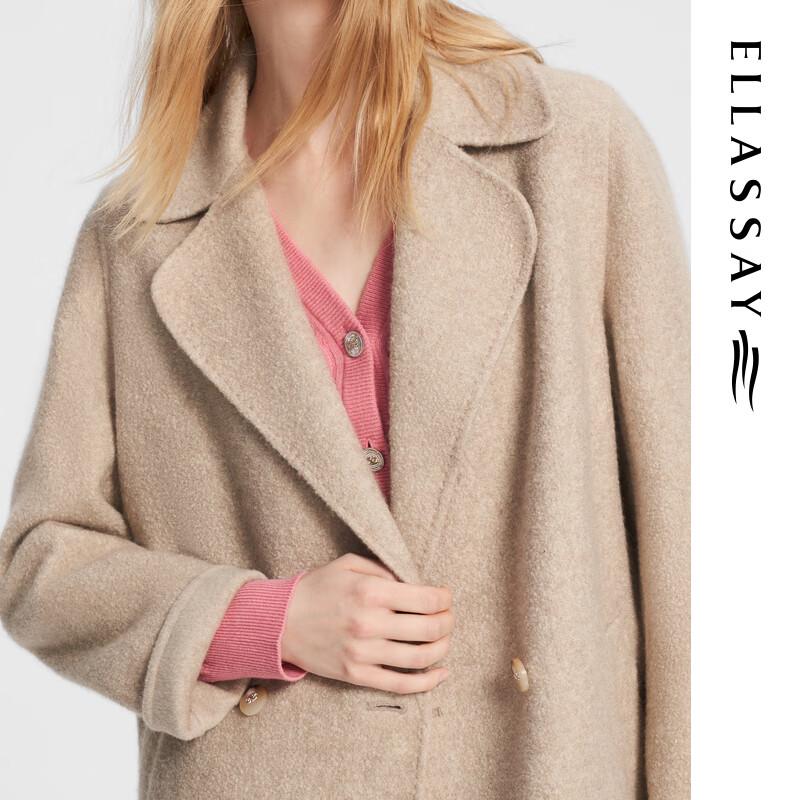 ELLASSAY Women's Cashmere Boucle Double-Breasted Wool Coat
