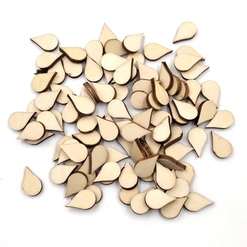 

15-100mm Wooden Shape Cutouts Wood Water Drop Shape Discs Slices Wood Pieces Embellishment DIY Crafts Ornament Home Decorations 100PCS 15X10MM