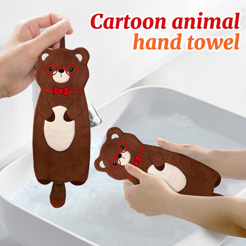 Cartoon Animal Hand Towel Can Be Hung To Wash Face Small Towel Soft Absorbent Kitchen Quick-drying Rag