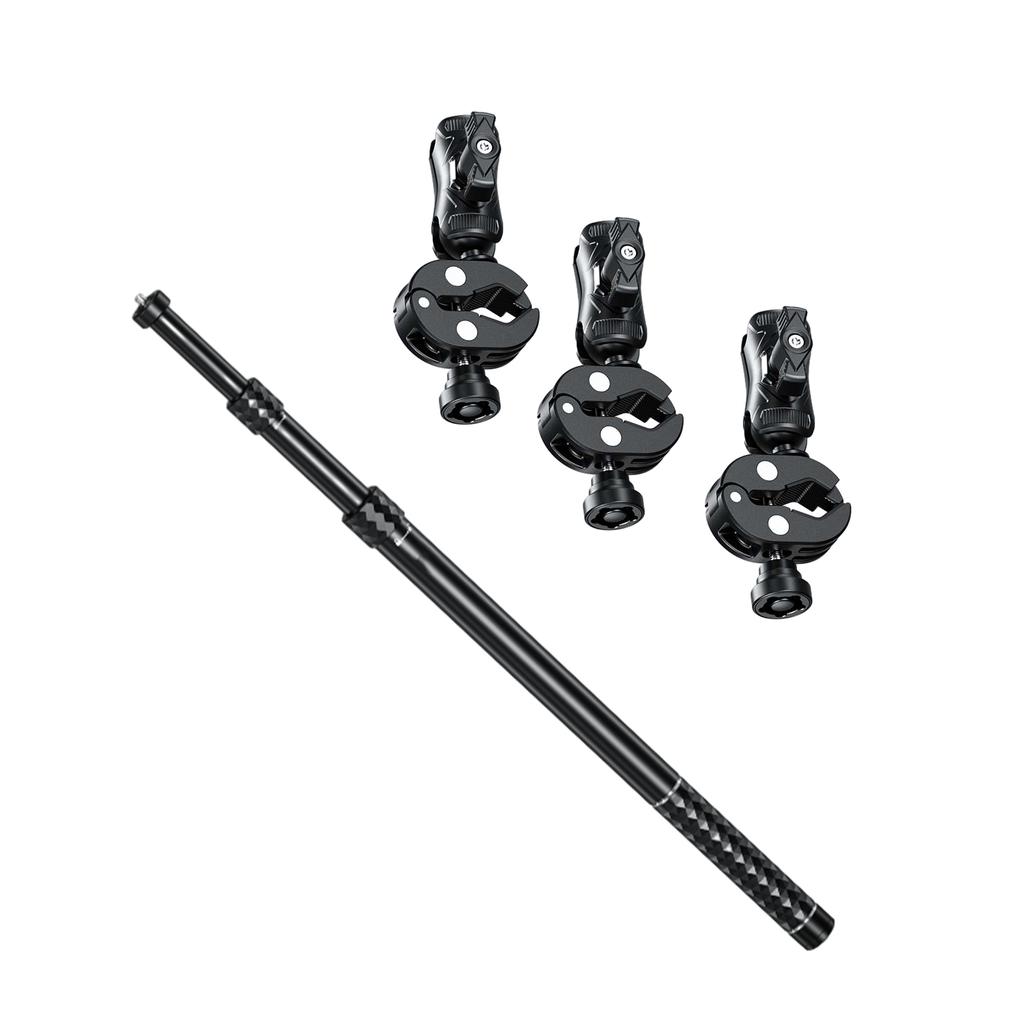 Adjustable Motorcycle Handlebar Clamp Pipe Action Cameras Extendable Selfie Stick Capture Your Outdoor Experiences
