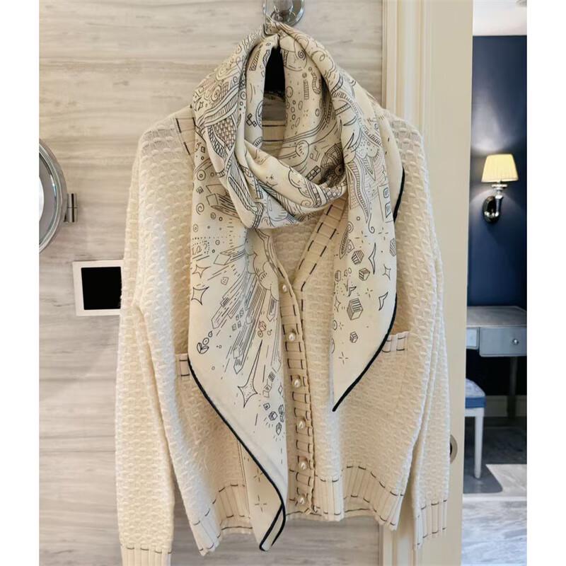 NINA SOLOR Silk Wool Large Square Scarf & Shawl