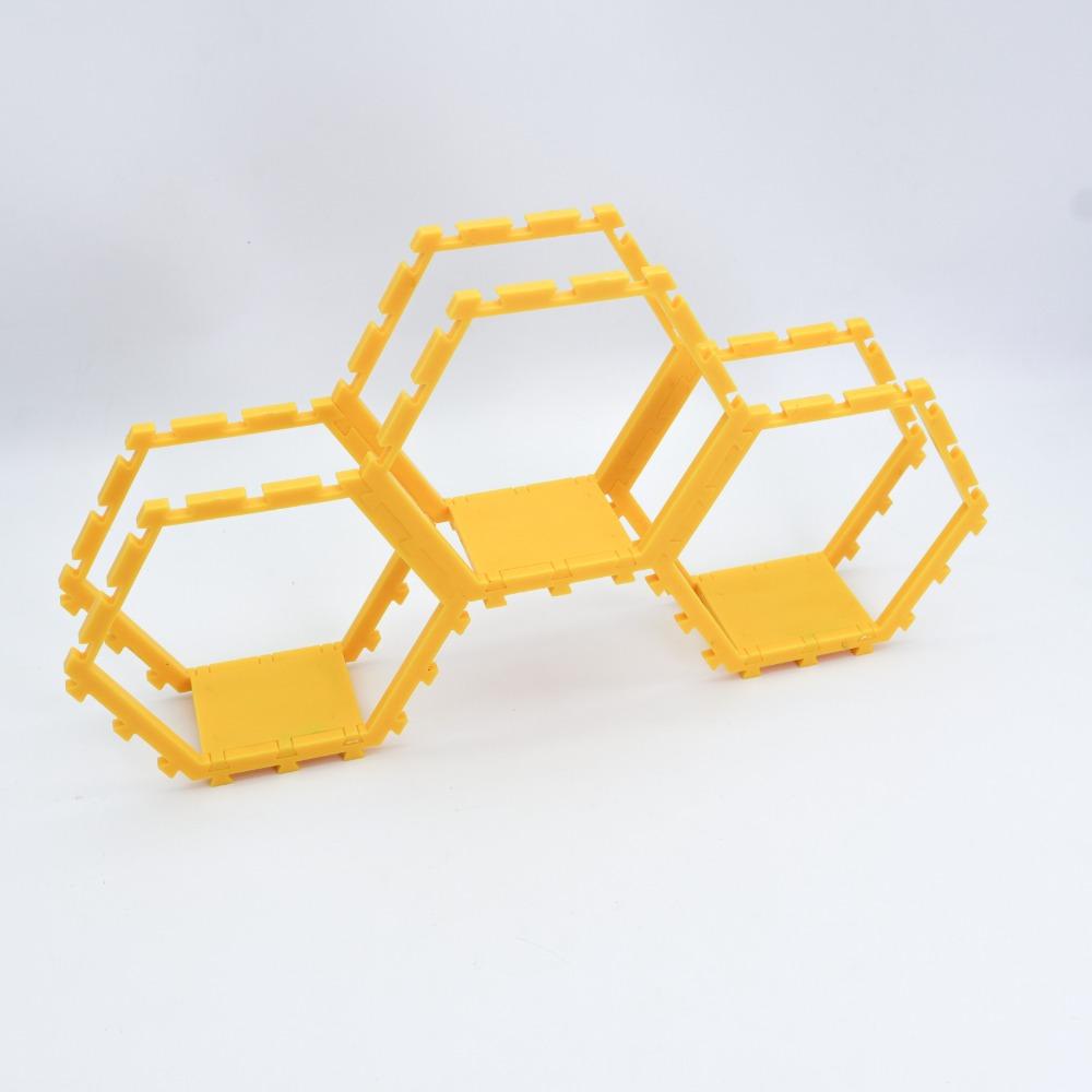 

3 шт. Сделай сам Сотовый стеллаж для хранения Сращивание Инструмент для хранения игрушек Подарки Подставка для витрины игрушек жёлтый