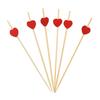 100PCS Disposable Cocktails Picks, Bamboo Long Fruit Label, Cartoon Decor Sharp Tip Skewers, for Burgers Sandwiches Fruits Desserts