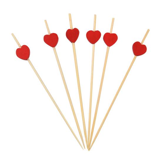 100PCS Disposable Cocktails Picks, Bamboo Long Fruit Label, Cartoon Decor Sharp Tip Skewers, for Burgers Sandwiches Fruits Desserts