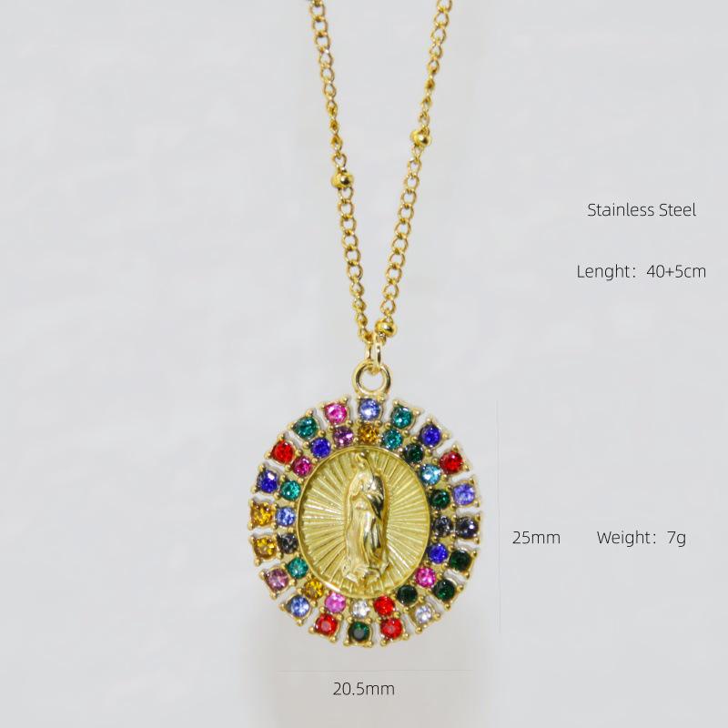 Virgin Mary Zircon Clavicle Necklace - European & American Fashion, Titanium Steel Jewelry