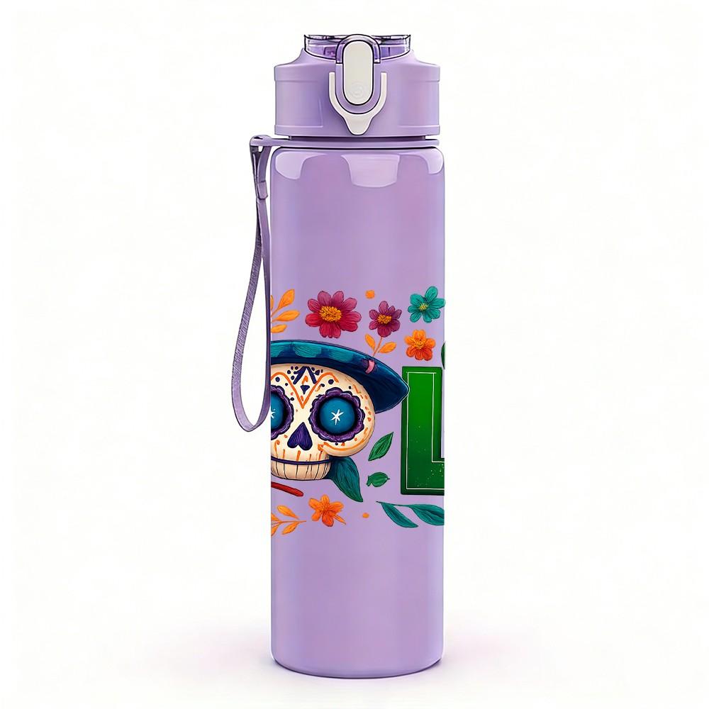 1PC Hola Colorful Letter Print 750ml Color Plastic Sports Water Bottle Leakproof Flip Straw Lid Suitable for Sports Office Home Use