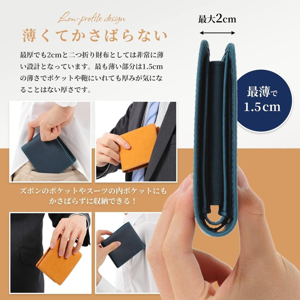 Bag Genuine Slim Design Masterpiece To Enjoy the Aging Large Leather Coin Card Mini Lightweight Leather [Kameto Manufacturing] Men's Bi-fold Wallet,