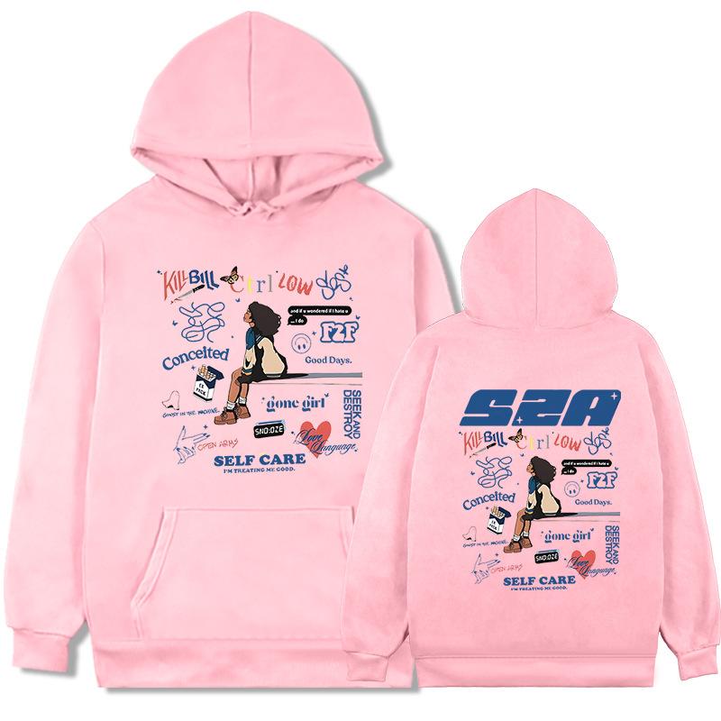 SZA Music Album SOS Print Hoodie Women Unisex Hip Hop Vintage O