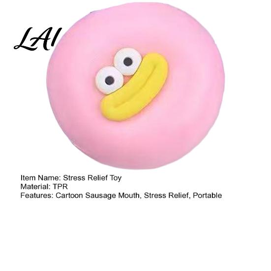 Decompression Toy Cartoon Sausage Mouth Stress Ball Big Eyes Steamed Bun Kids Relief Squeeze Fidget Soft Stretchy Dumpling Desk