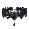 Gothic Sparkling Gemstone Necklace Collar Retro Punk Black Lace Choker Halloween Vintage Chain Vampire Jewelry Accessories New