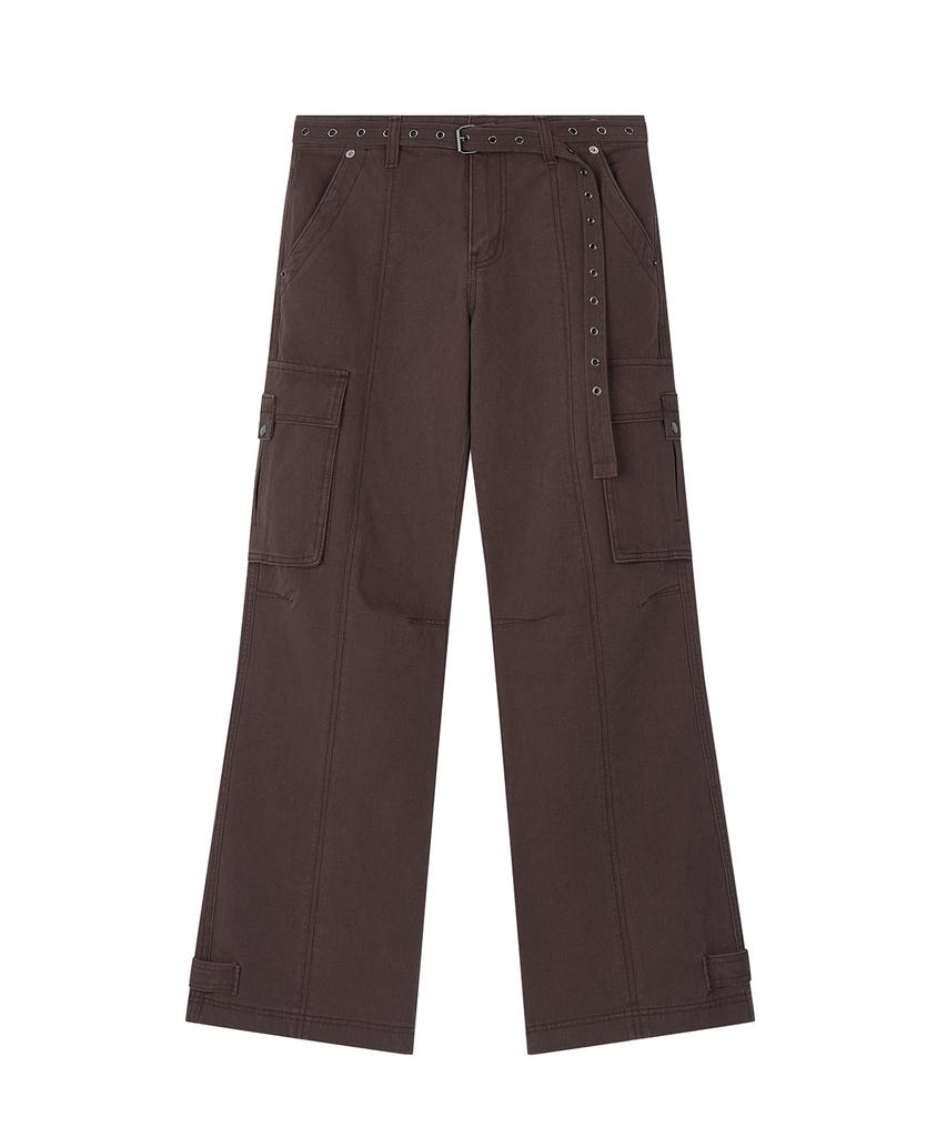 Saendeulig Wide Bootcut Cotton Pants_Brown