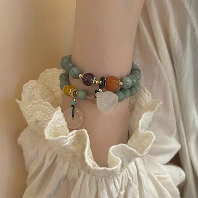 Chalcedony Round Lotus Pod Beaded Bracelet New Chinese Light Luxury Versatile Bracelet Fashion Temperament High-end Jewelry