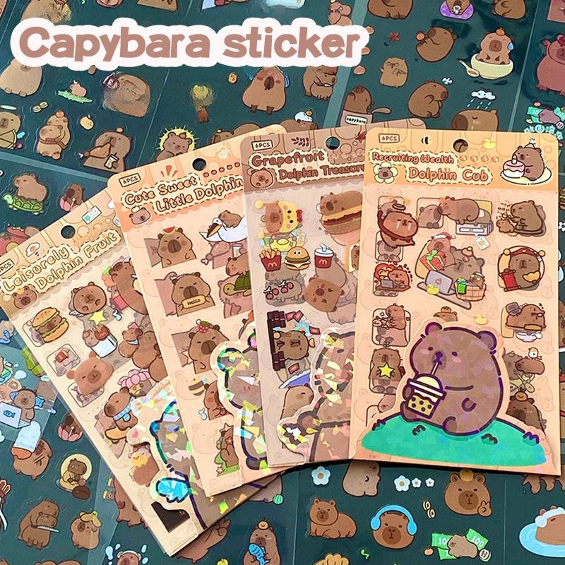 Kawaii Cat Stickers Cartoon Animal Stickers Student DIY Scrapbook Decals Handbook Cute Korean Nail Sticker Aesthetic Stationery