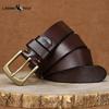 Men's Genuine Leather Belt with Pin Buckle, Retro Pure Copper, Simple and Versatile Jeans Belt