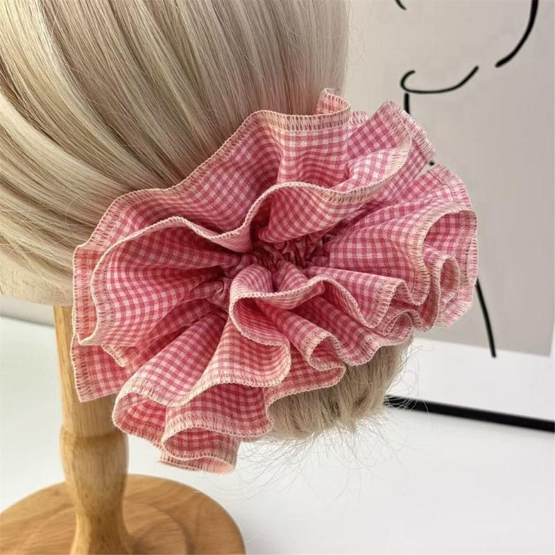 Checkered Pattern Hair Band Women Elastic Hair Tie Elegant Durability Hairband for Everyday Wear