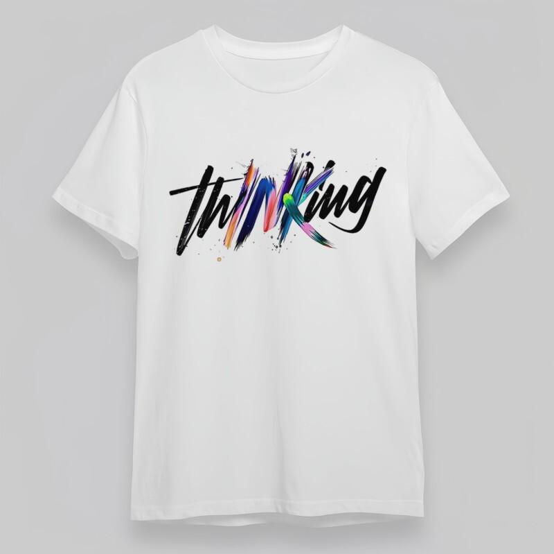 Women's Soft Oversize T-Shirt Abstract Color Splash Thinking Handwriting Tee USA