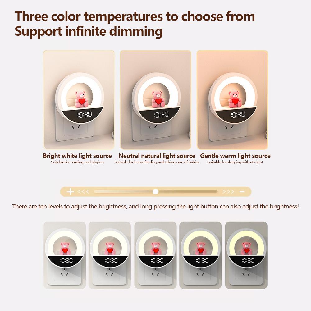 LED Bear Night Light Baby Night Lamp with Remote Control Rechargeable Nursery Light Cute Atmosphere Light for Hallway Staircase