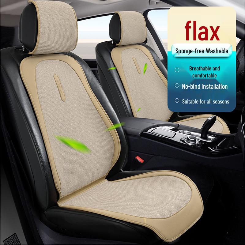 Almofada Universal para Banco de Carro em Linho Natural, Antiderrapante, Respirável, Durável, para Todos os Carros de 5 Lugares, Adequada para Todas as Estações.