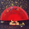 Double-Sided Easy-Open Folding Fan, Group Performance Fan, Retro Fan for Show, Dancing, Bright Red Model Dance Fan, Chinese Style