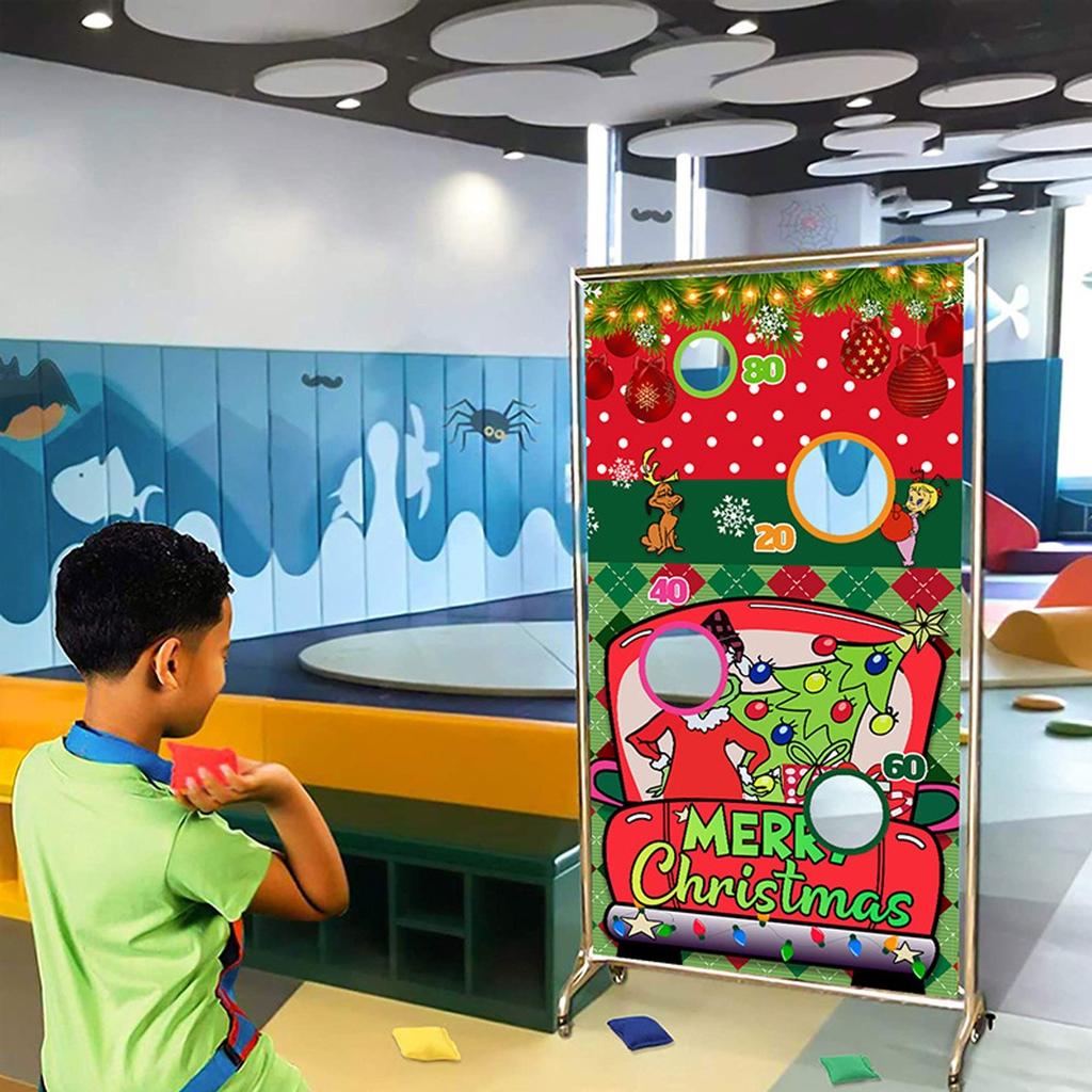 Vánoční hra hod do otvoru se 4 pytlíky, Zimní hra hod do otvoru se sněhovými vločkami, Vánoční párty hry, Vánoční párty potřeby