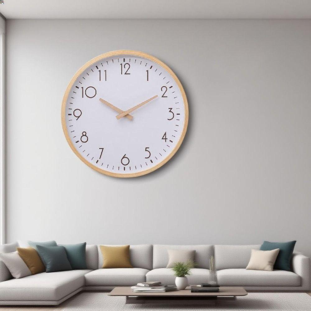 10inch Decorative Wall Clock Nordic Style Silent Scale Clock Stylish Wooden Wall Clock Living Room