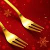 Weihnachtsgabel/Löffel, Langlebiger Edelstahl, mit Niedlicher 3D-Weihnachtspuppen-Dekor Besteck, für Festliches Zuhause Restaurant