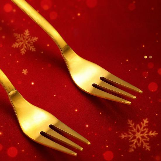 Weihnachtsgabel/Löffel, Langlebiger Edelstahl, mit Niedlicher 3D-Weihnachtspuppen-Dekor Besteck, für Festliches Zuhause Restaurant