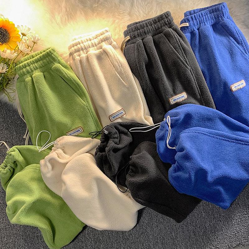 Casual Sports Pants Thick Fleece Warm Sweatpants Baggy Joggers Trousers