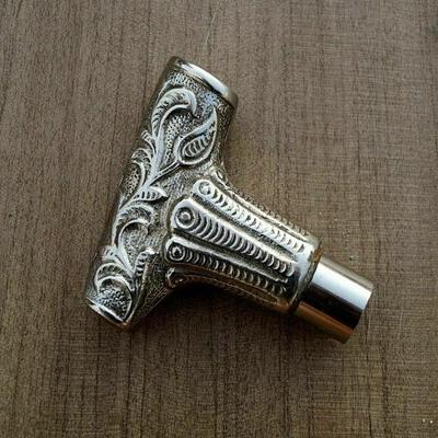 Tasarımcı yürüyüş bastonu ahşap sopa hediye için pirinç T-kafa kolu