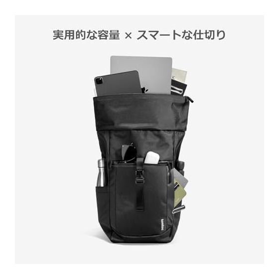 [tomtoc] Roll Top Rucksack Town Backpack 25-30L Large Capacity Expandable Deep Pack Casual Water Repellent Finish Outdoor Walking Around Town