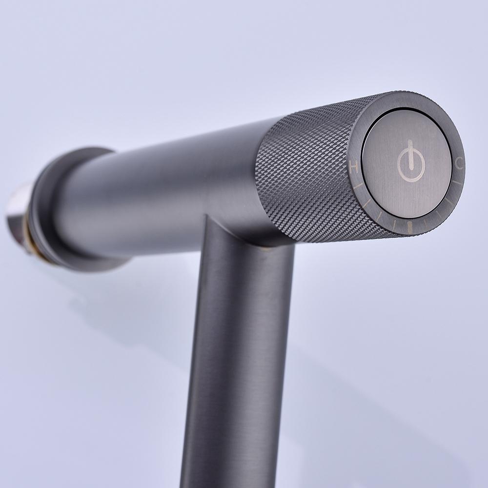 Fürdőszobai Keverő Mosdó Csaptelep Meleg Hideg Tömör Sárgaréz Medence Csaptelep Gunmetal Pultra Szerelhető Egylyukas Egykaros Mosdó Vízcsaptelep