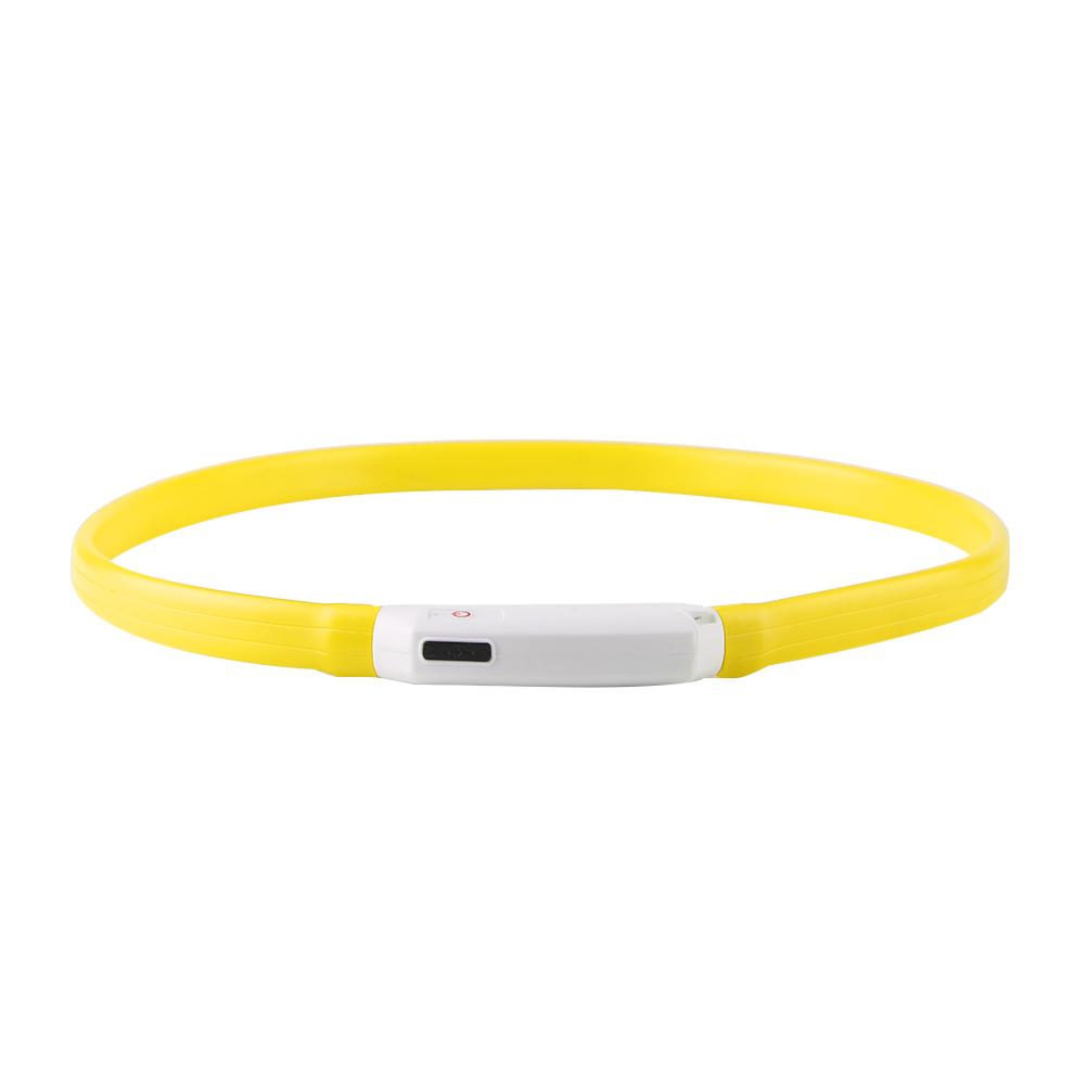 Pet Dog Collar Silicone Soft USB Rechargeable Light Flashing Puppy Night Safety Collars(Yellow) жёлтый