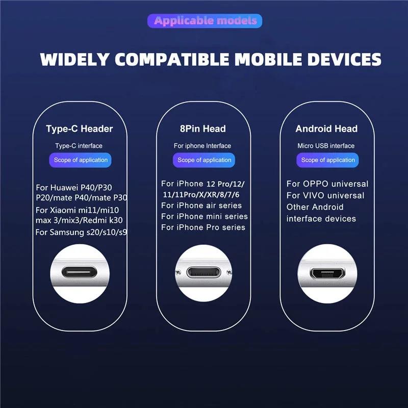 Flow Luminous USB Type C Cable 3A Fast Charging Data Cord for Samsung Xiaomi OPPO Huawei IPhone Charger Micro USB Wire LED Cable