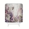 1Pcs Shiny Butterfly Flower Waterproof Shower Curtain Modern Polyester Bathroom Partition 12 Hooks