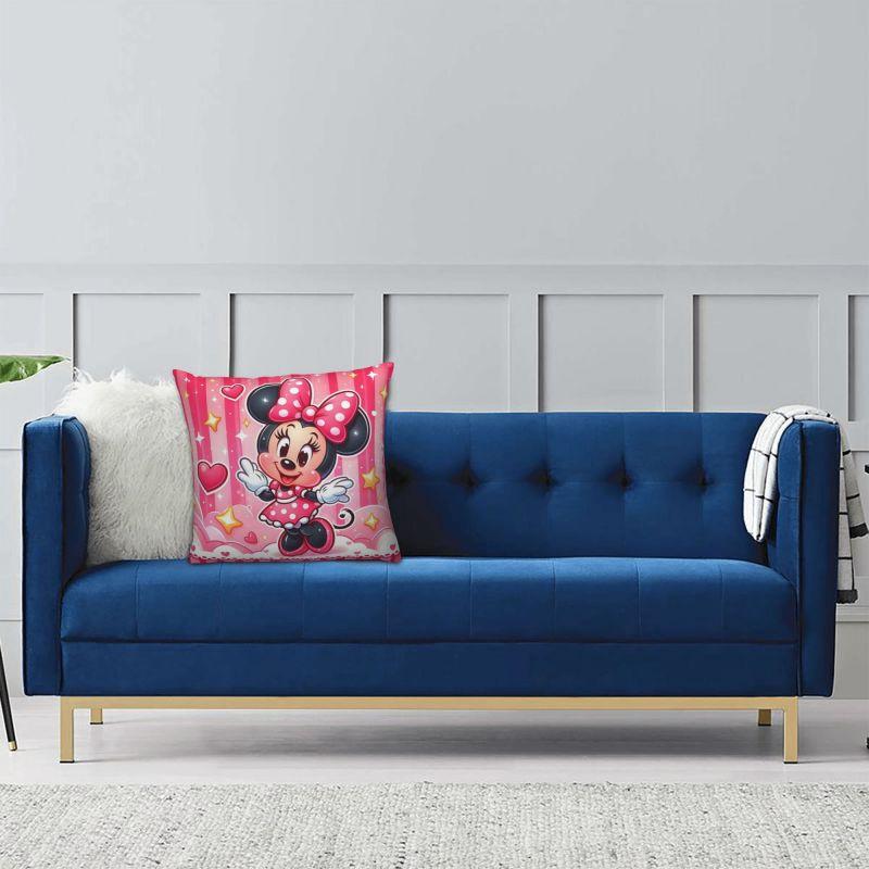 Disney Cartoon Minnie Mouse Cushion Covers Polyester Anime Throw Pillow Case for Sofa Car Square Pillowcase Bedroom Decoration