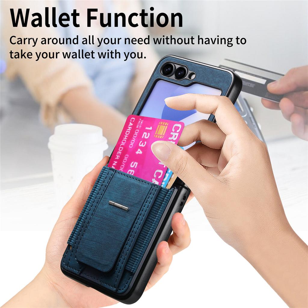For Samsung Galaxy Z Flip7 FE 5G/Z Flip6 5G Case Kickstand Retro Leather Back Cover with Card Holder