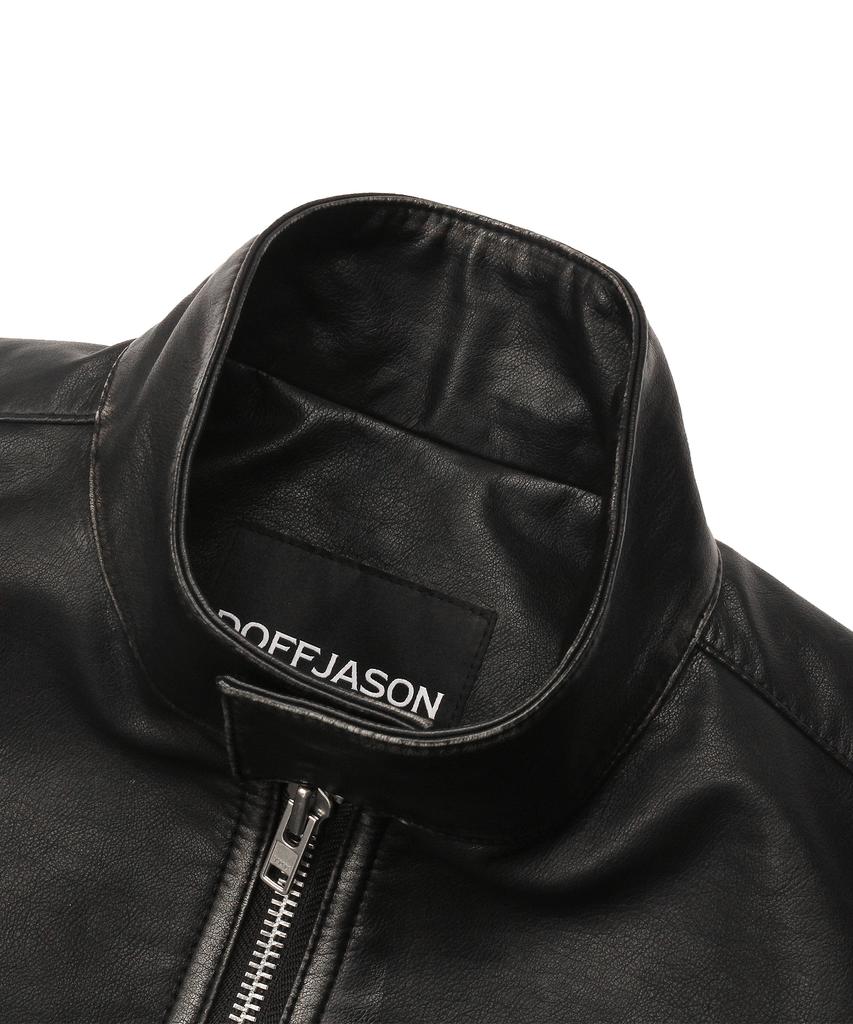 Doffjason Washed Leather Lumberjack Harrington Bomber