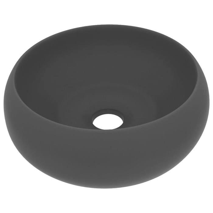 VidaXL Lavabo Rond de Luxe Vasque à Poser de Toilette Lave-mains de Salle de Bain Cuisine Vestiaire Maison Intérieur Gris 147005