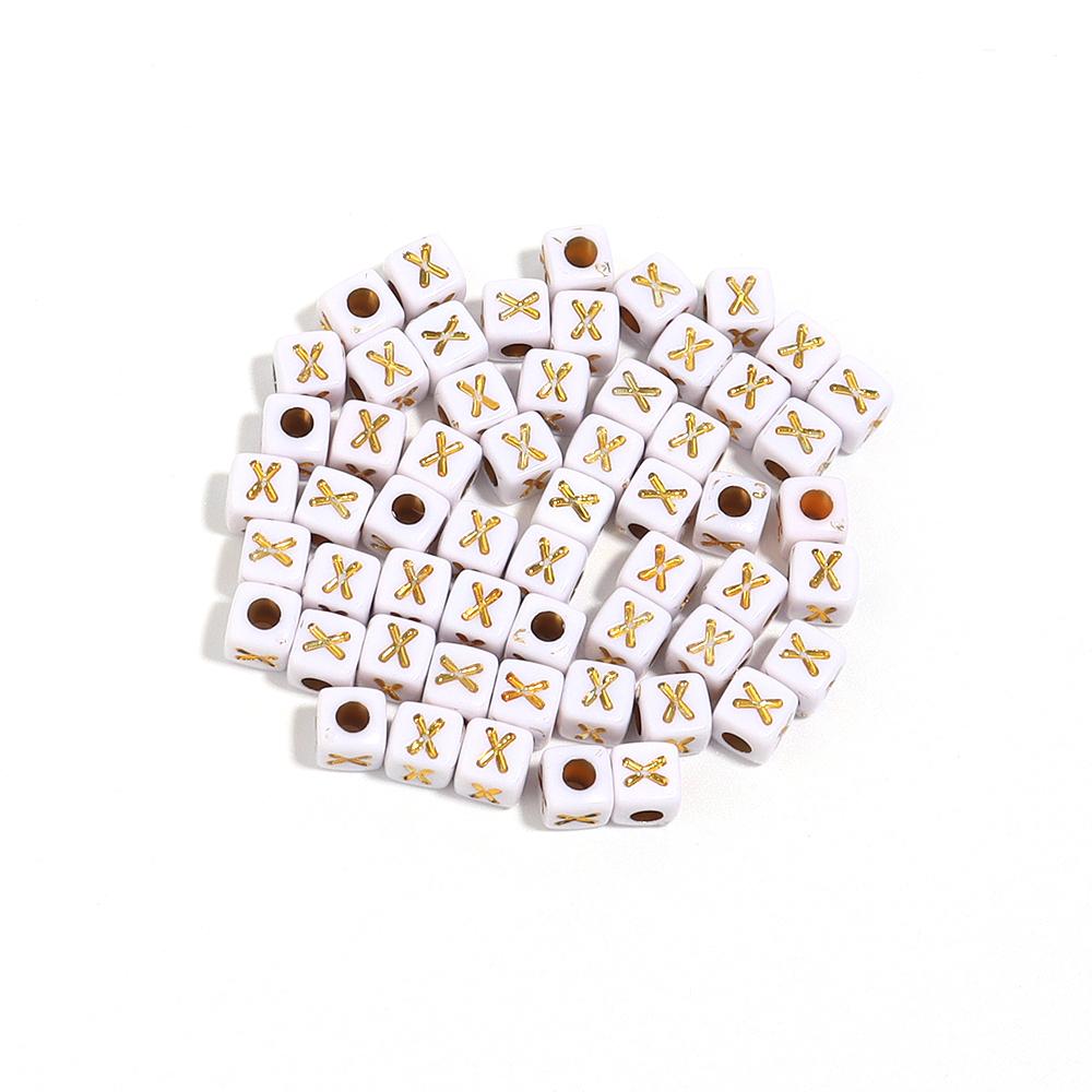 

100pcs A-Z Acrylic Square Letter Beads 4.5mm Gold Color Loose Spacer Bead for DIY Bracelet Necklace Jewelry Making Accessories