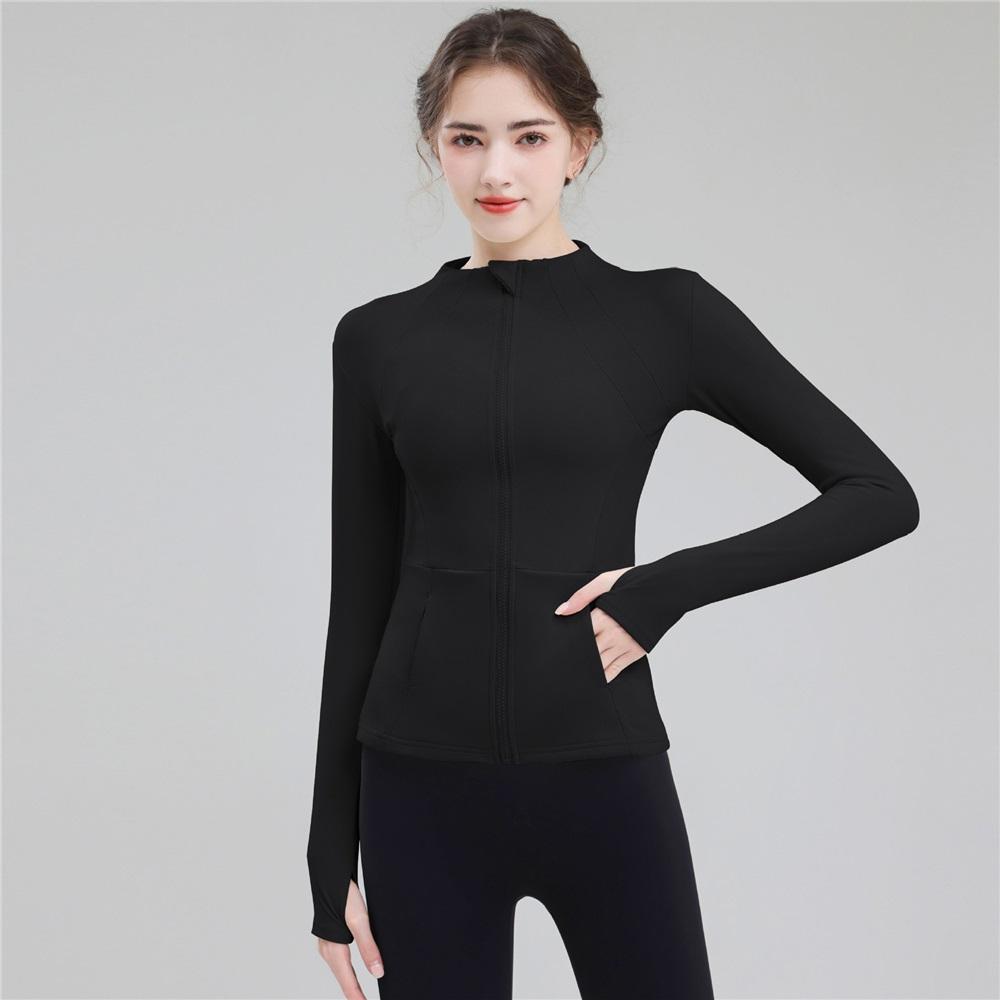 Fast Drying And High Elasticity Stand Up Collar Sports Jacket For Women, Slim Fit And Slimming Yoga Top, Tight Fitting Running And Fitness Suit Jacket
