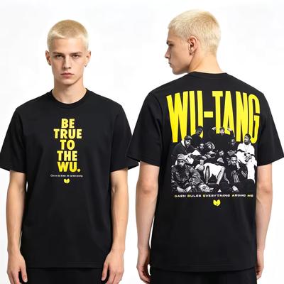 Wu‑Tang Clan Be True To The WU Double‑Sided Print T‑Shirt Retro Hip‑Hop Group Photo T-shirt Y2K Men Women Gothic Cotton T-shirts
