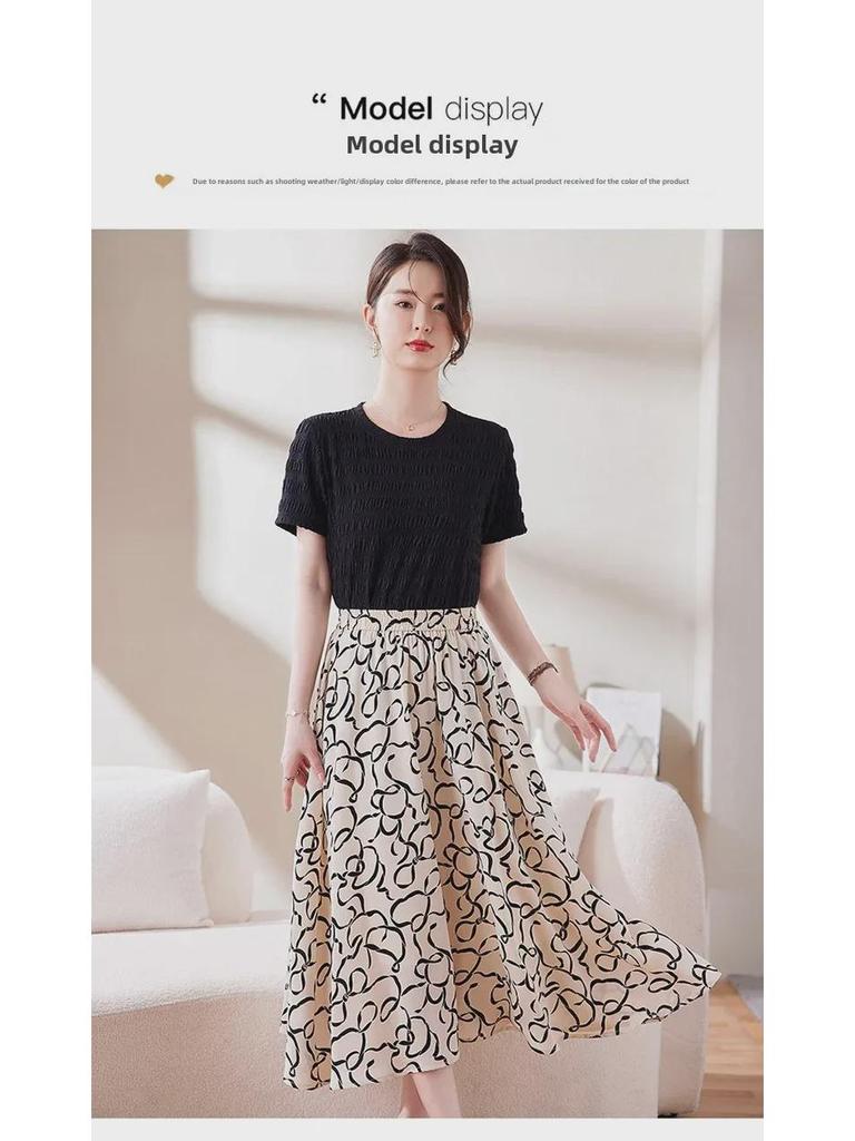 Damska spódnica A-line z szyfonu w kwiaty: Stylowy, Elastyczny Pas, Letnia Moda